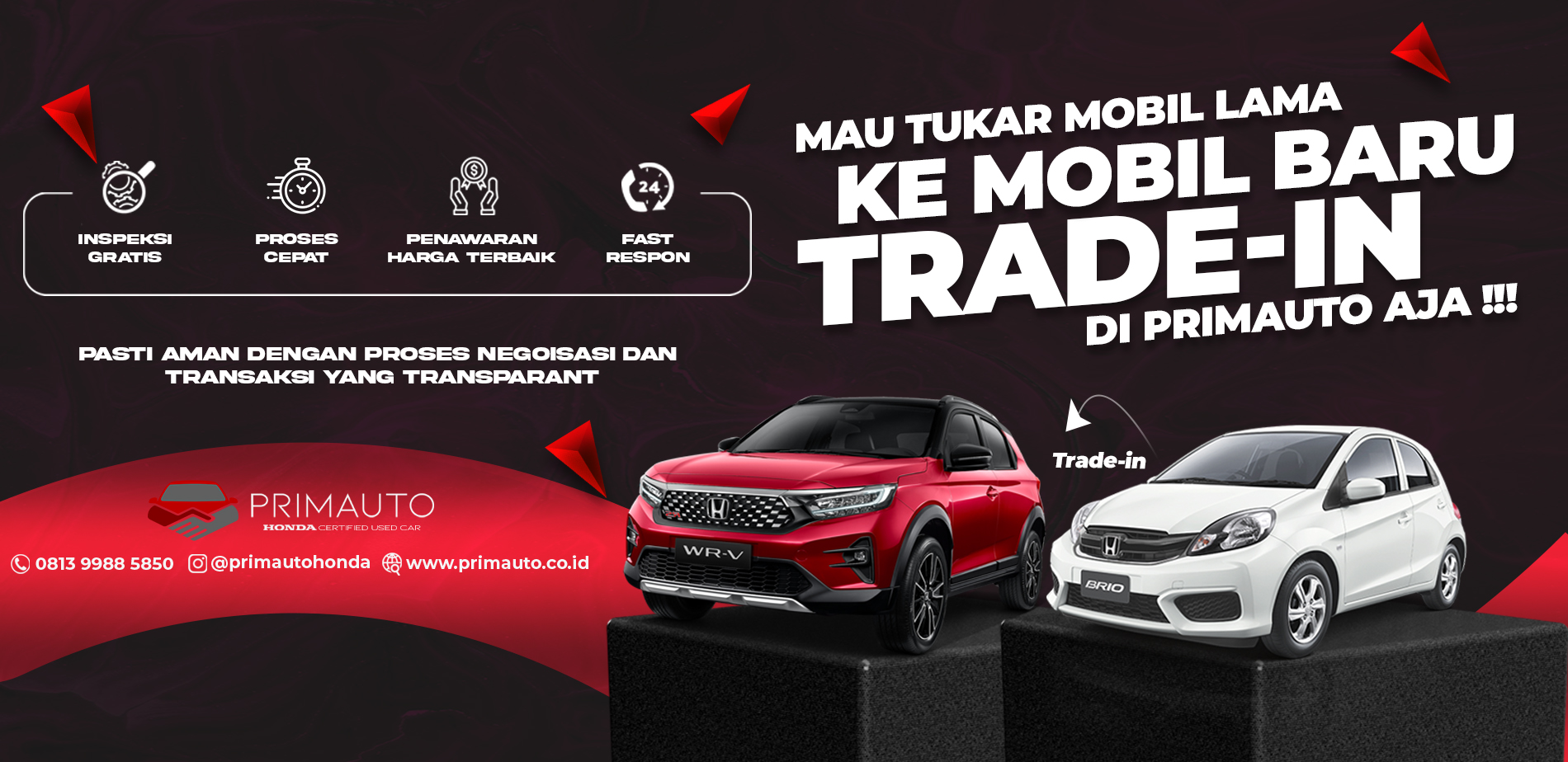 <p>Ganti mobil lama anda ke Honda Baru, dapatkan promo dan harga menarik melalui trade in used car</p>